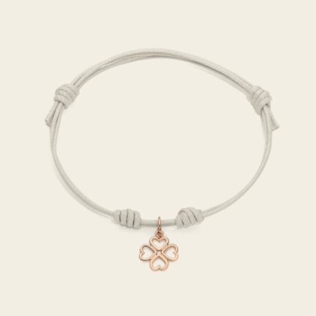 Bracciale cordino con ciondolo quadrifoglio